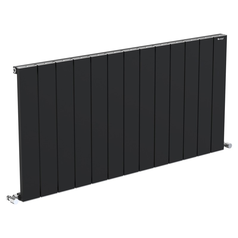 1235mm (w) x 600mm (h) "Tower" Single Panel Black Horizontal Aluminium Radiator (13 Extrusions)