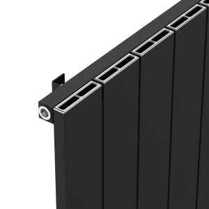 1235mm (w) x 600mm (h) "Tower" Single Panel Black Horizontal Aluminium Radiator (13 Extrusions)