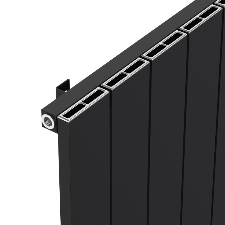 Radyal Black Tower Single Aluminium Radiator Close Up