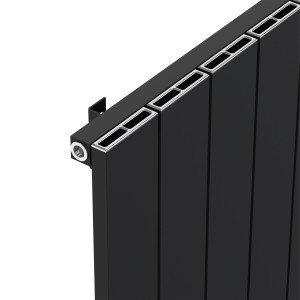 1045mm (w) x 600mm (h) "Tower" Single Panel Black Horizontal Aluminium Radiator (11 Extrusions)