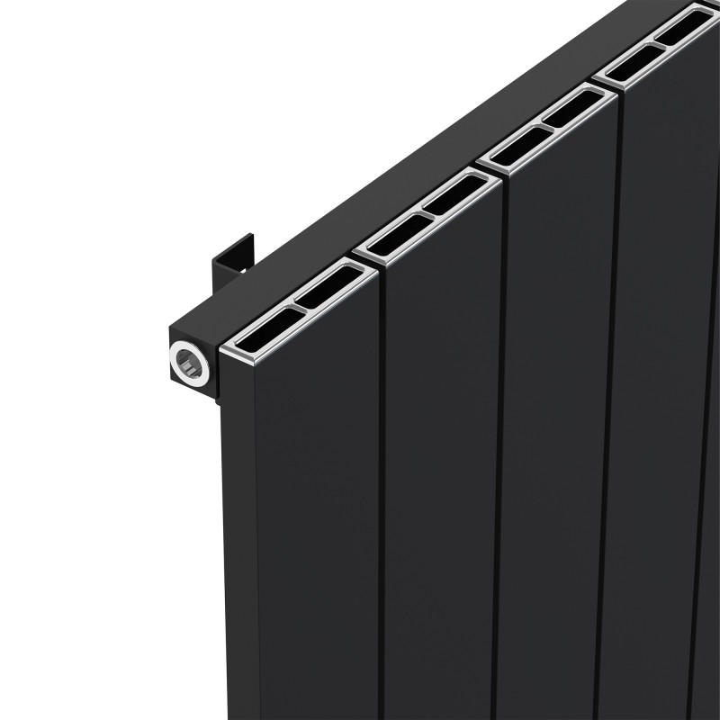 Radyal Black Tower Single Aluminium Radiator Close Up