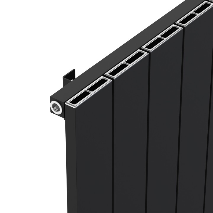 Radyal Black Tower Single Aluminium Radiator Close Up