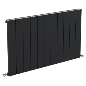 1045mm (w) x 600mm (h) "Tower" Single Panel Black Horizontal Aluminium Radiator (11 Extrusions)