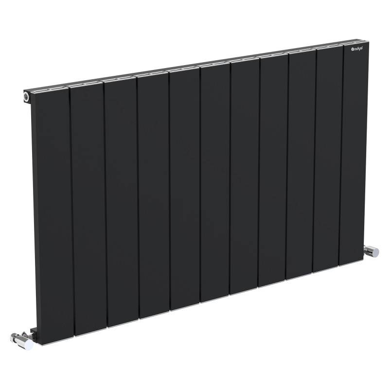 1045mm (w) x 600mm (h) "Tower" Single Panel Black Horizontal Aluminium Radiator (11 Extrusions)
