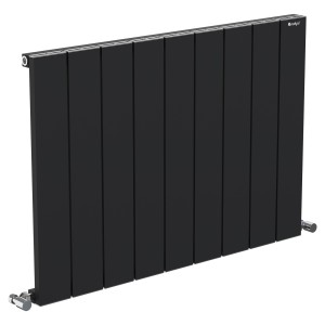 855mm (w) x 600mm (h) "Tower" Single Panel Black Horizontal Aluminium Radiator (9 Extrusions)