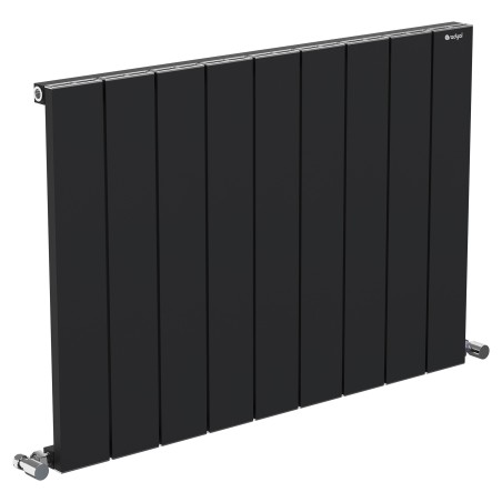 850mm (w) x 600mm (h) "Tower" Single Panel Black Horizontal Aluminium Radiator (9 Extrusions)