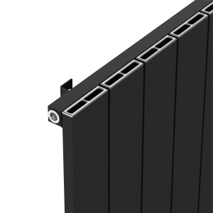855mm (w) x 600mm (h) "Tower" Single Panel Black Horizontal Aluminium Radiator (9 Extrusions)