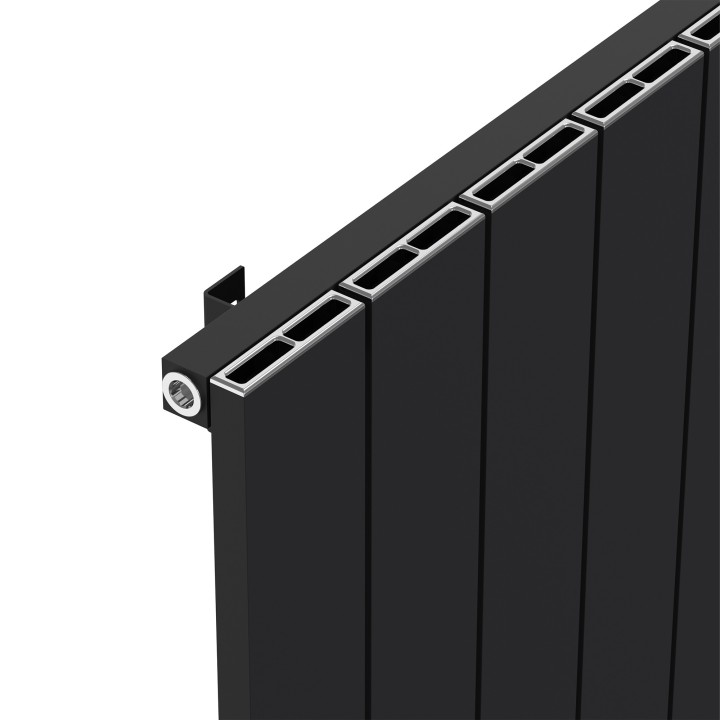 Radyal Black Tower Single Aluminium Radiator Close Up