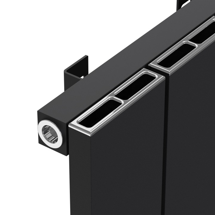 850mm (w) x 600mm (h) Tower Single Panel Black Horizontal Aluminium Radiator (9 Extrusions)