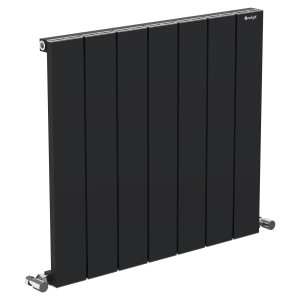 665mm (w) x 600mm (h) "Tower" Single Panel Black Horizontal Aluminium Radiator (7 Extrusions)
