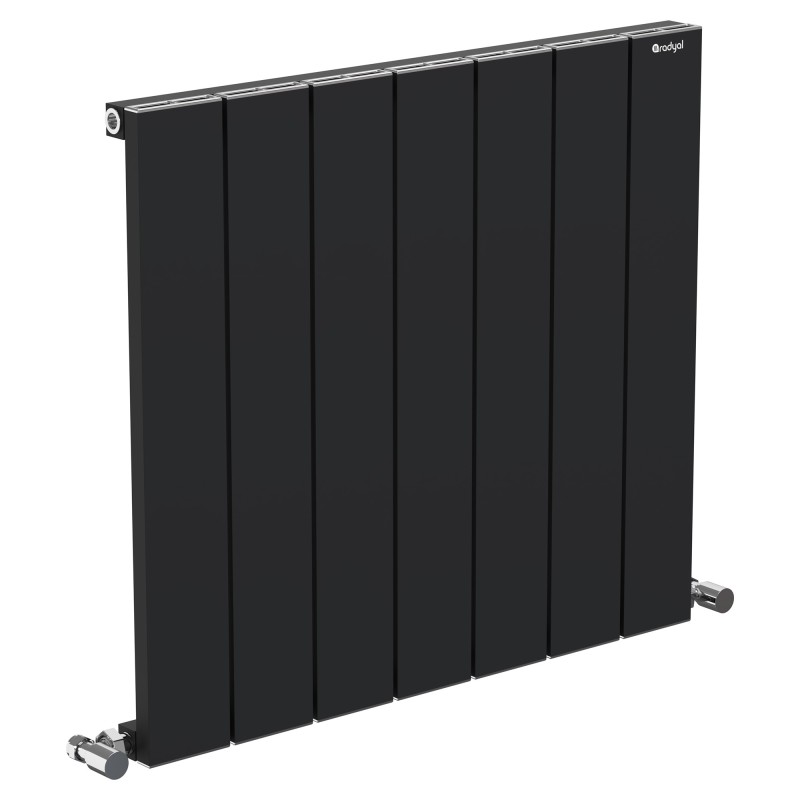 665mm (w) x 600mm (h) "Tower" Single Panel Black Horizontal Aluminium Radiator (7 Extrusions)