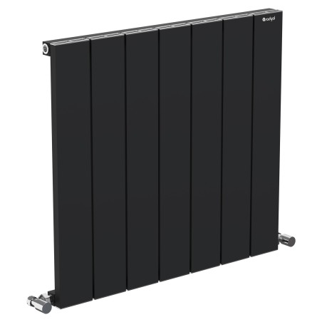 665mm (w) x 600mm (h) "Tower" Single Panel Black Horizontal Aluminium Radiator (7 Extrusions)