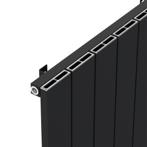 665mm (w) x 600mm (h) "Tower" Single Panel Black Horizontal Aluminium Radiator (7 Extrusions)