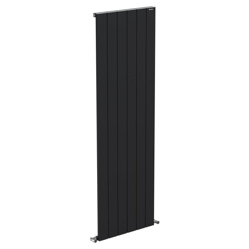 570mm (w) x 1800mm (h) "Tower" Single Panel Black Vertical Aluminium Radiator (6 Extrusions)