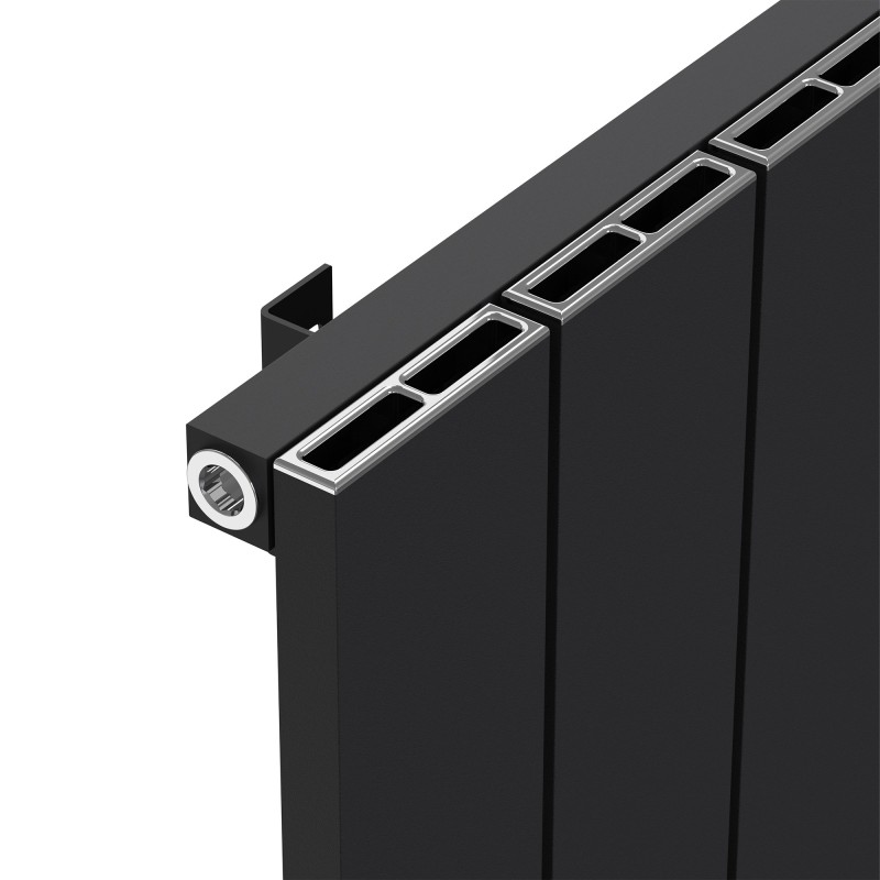 Radyal Black Tower Single Aluminium Radiator Close Up