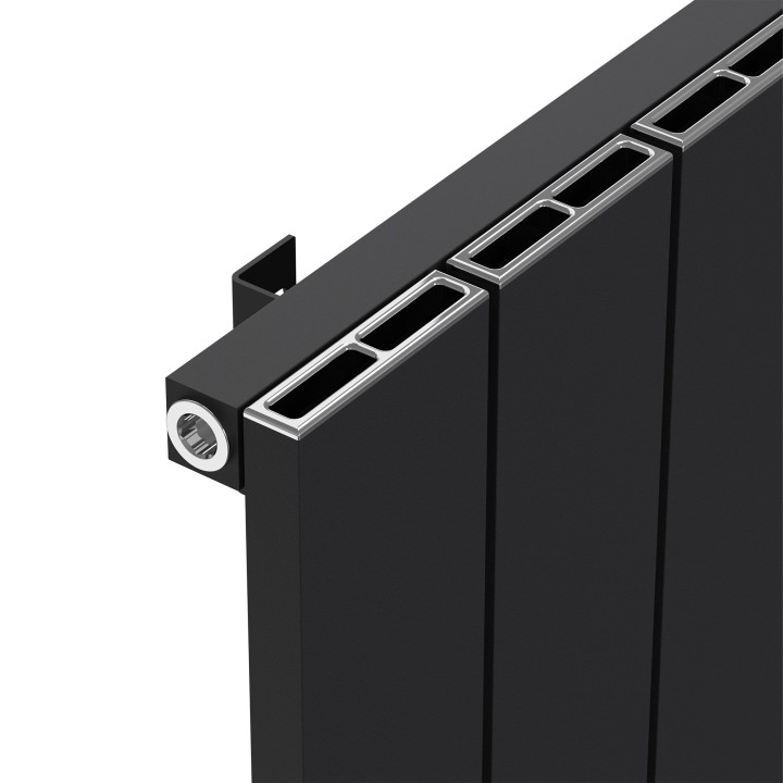 Radyal Black Tower Single Aluminium Radiator Close Up