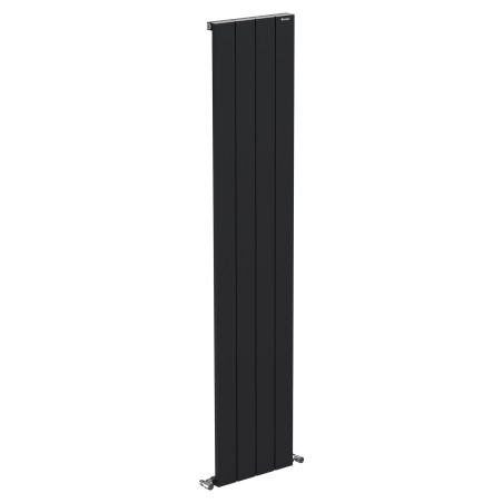 380mm (w) x 1800mm (h) "Tower" Single Panel Black Vertical Aluminium Radiator (4 Extrusions)