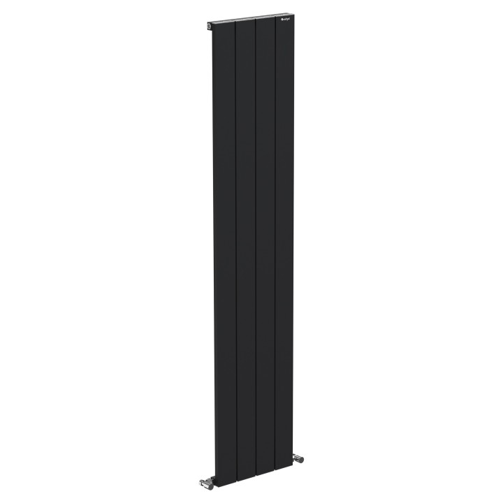 375mm (w) x 1800mm (h) Tower Single Panel Black Vertical Aluminium Radiator (4 Extrusions)