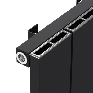 380mm (w) x 1800mm (h) "Tower" Single Panel Black Vertical Aluminium Radiator (4 Extrusions)