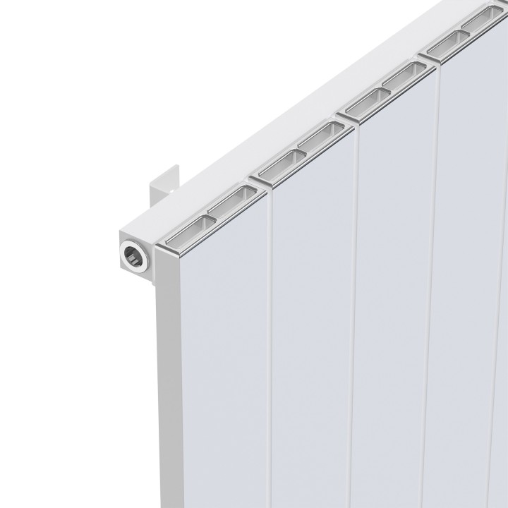 Radyal White Tower Single Aluminium Radiator Close Up