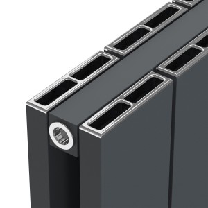 380mm (w) x 1800mm (h) "Tower" Double Panel Anthracite Vertical Aluminium Radiator (8 Extrusions)