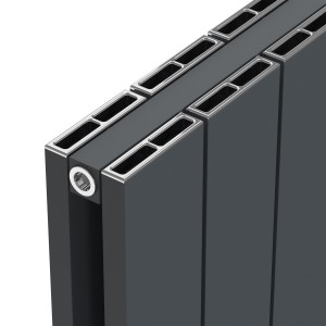 570mm (w) x 1800mm (h) "Tower" Double Panel Anthracite Vertical Aluminium Radiator (12 Extrusions)