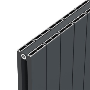 665mm (w) x 600mm (h) "Tower" Double Panel Anthracite Horizontal Aluminium Radiator (14 Extrusions)