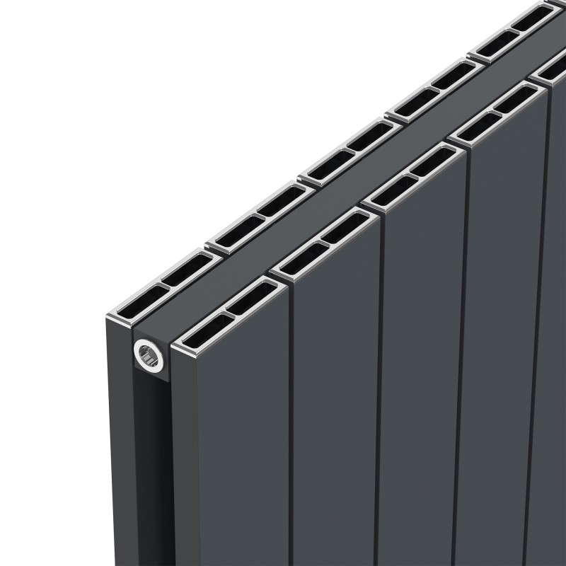 Radyal Anthracite Tower Double Aluminium Radiator  Close Up