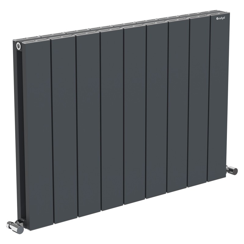 855mm (w) x 600mm (h) "Tower" Double Panel Anthracite Horizontal Aluminium Radiator (18 Extrusions)