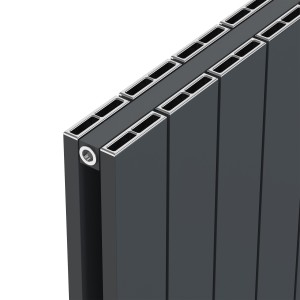 1045mm (w) x 600mm (h) "Tower" Double Panel Anthracite Horizontal Aluminium Radiator (22 Extrusions)