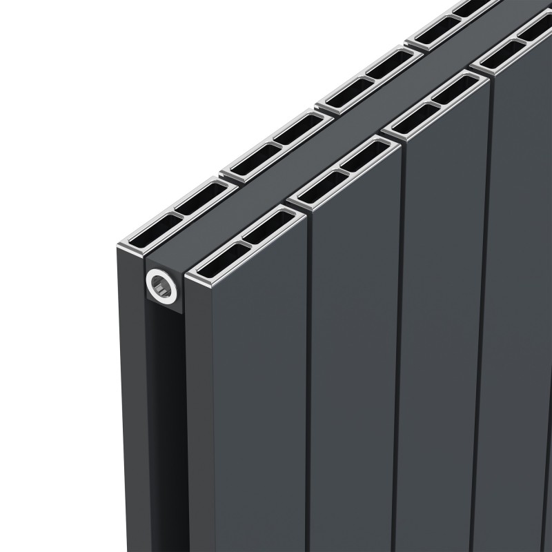 Radyal Anthracite Tower Double Aluminium Radiator  Close Up
