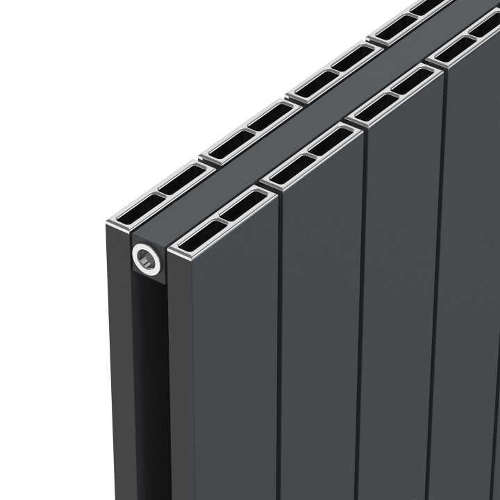 Radyal Anthracite Tower Double Aluminium Radiator  Close Up