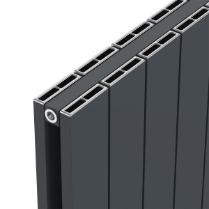 1235mm (w) x 600mm (h) "Tower" Double Panel Anthracite Horizontal Aluminium Radiator (26 Extrusions)