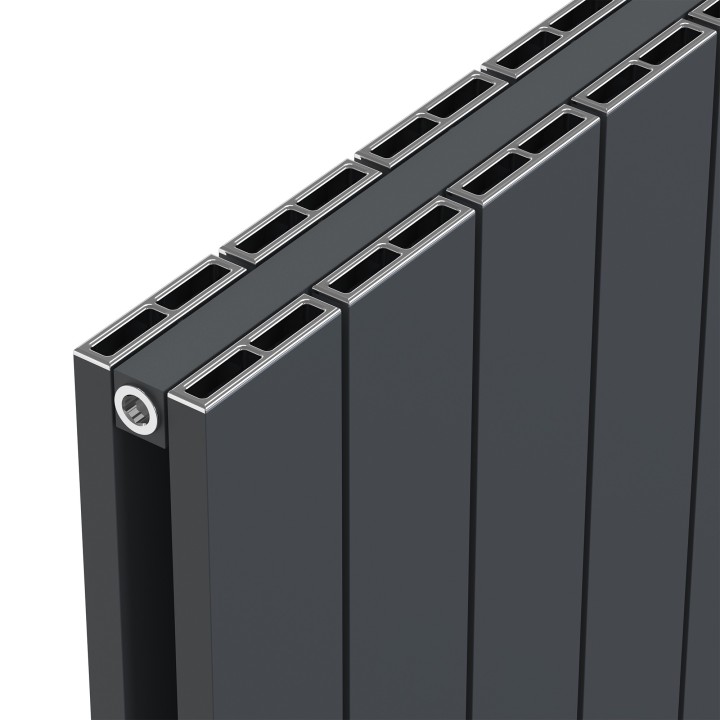 Radyal Anthracite Tower Double Aluminium Radiator  Close Up