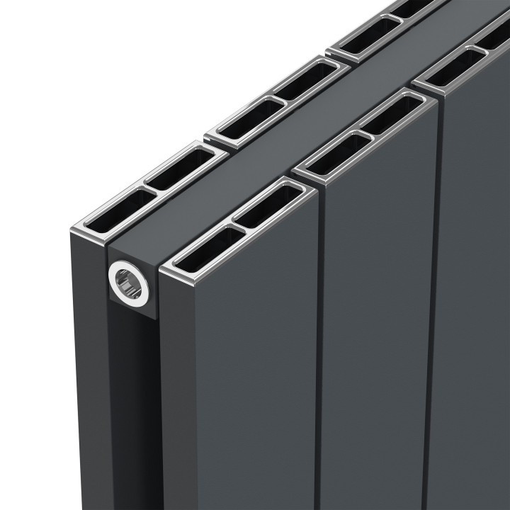 660mm (w) x 600mm (h) Tower Double Panel Anthracite Horizontal Aluminium Radiator (14 Extrusions)