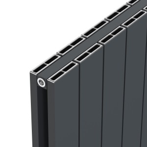 855mm (w) x 600mm (h) "Tower" Double Panel Anthracite Horizontal Aluminium Radiator (18 Extrusions)