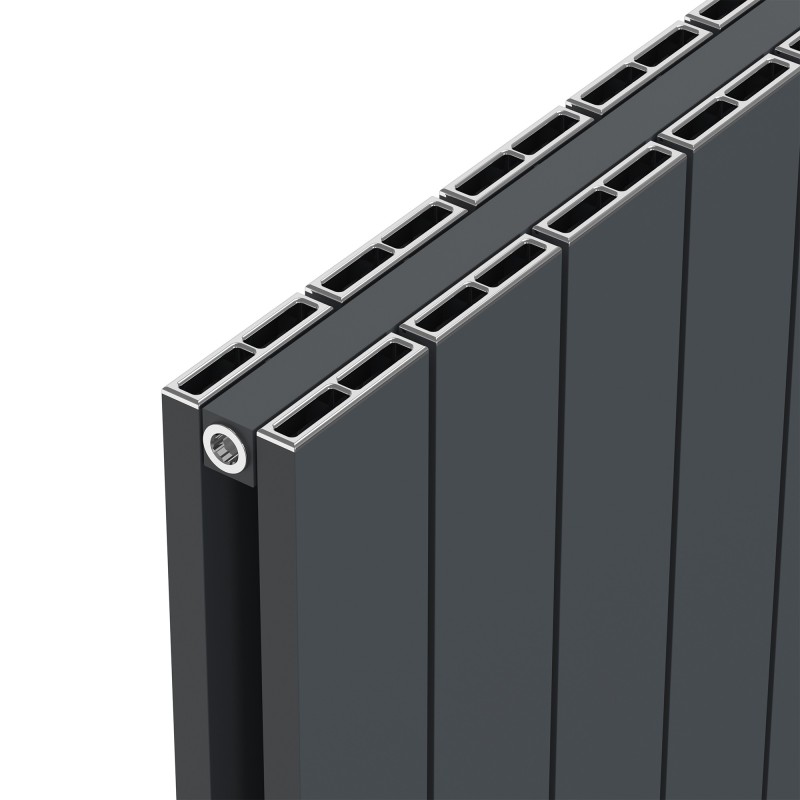 Radyal Anthracite Tower Double Aluminium Radiator  Close Up