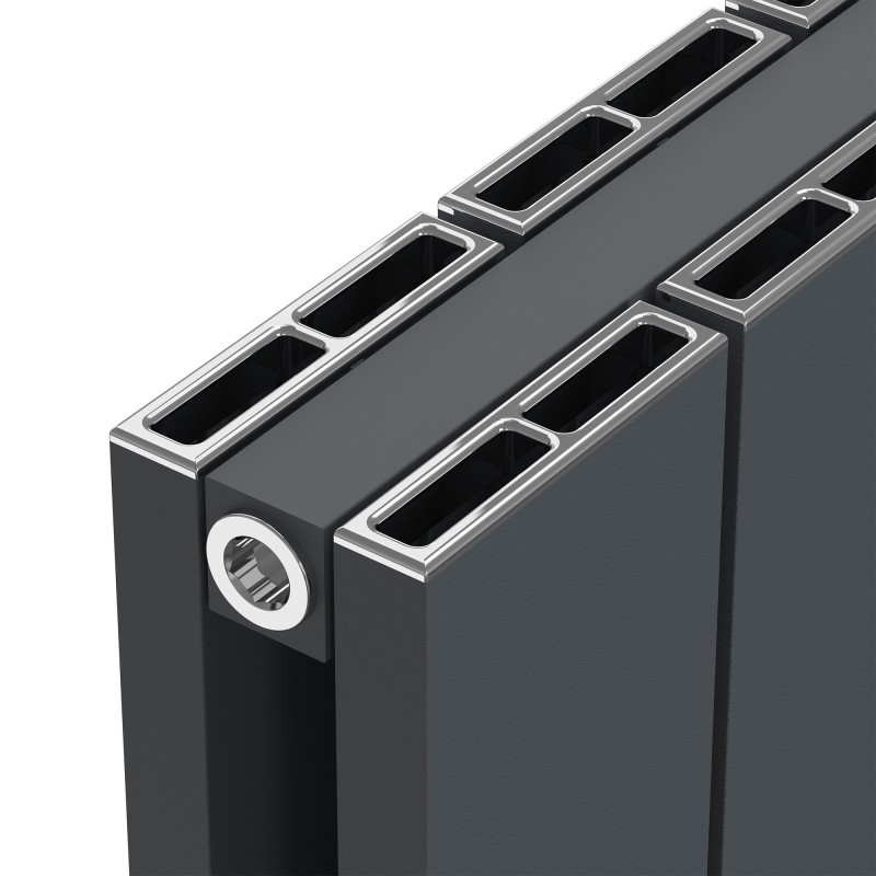 1235mm (w) x 600mm (h) "Tower" Double Panel Anthracite Horizontal Aluminium Radiator (26 Extrusions)