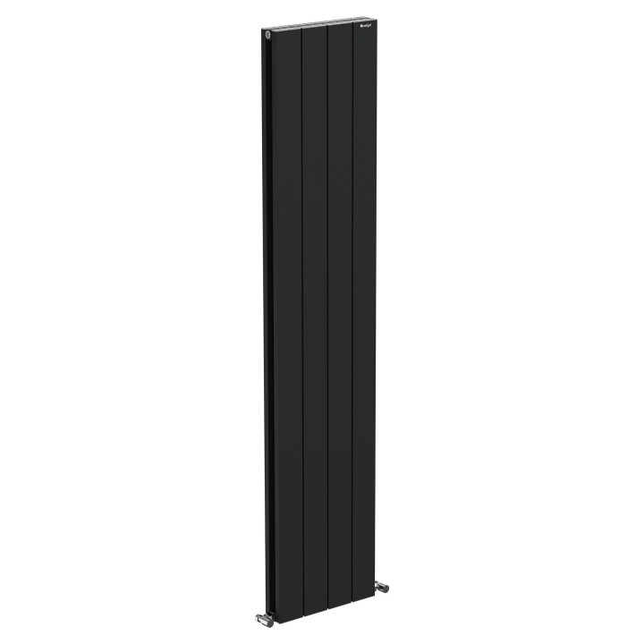 375mm (w) x 1800mm (h) Tower Double Panel Black Vertical Aluminium Radiator (8 Extrusions)
