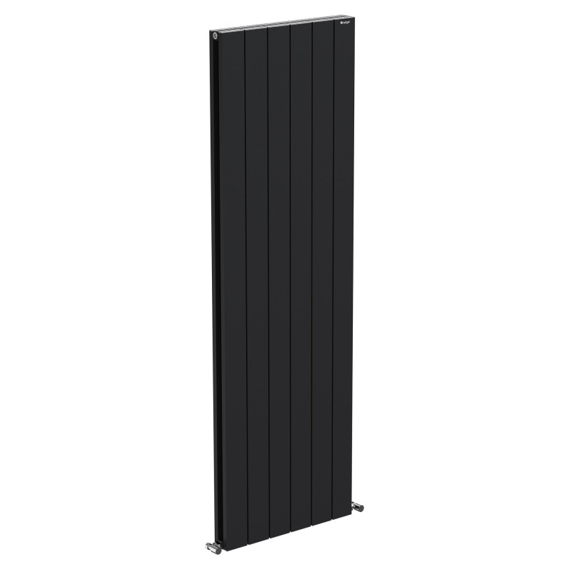 570mm (w) x 1800mm (h) "Tower" Double Panel Black Vertical Aluminium Radiator (12 Extrusions)