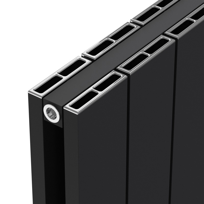 Radyal Tower Double Black Aluminium Radiator Close Up