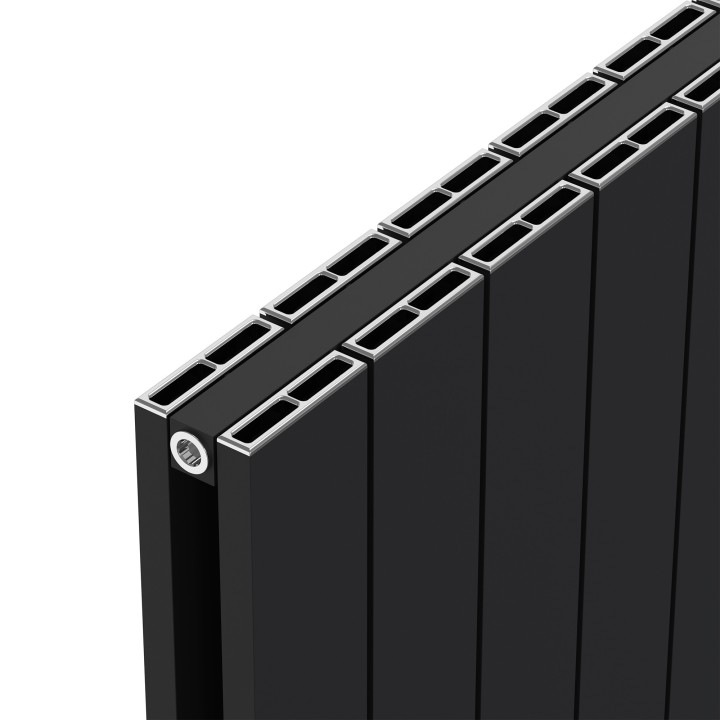 Radyal Tower Double Black Aluminium Radiator Close Up