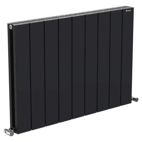 855mm (w) x 600mm (h) "Tower" Double Panel Black Horizontal Aluminium Radiator (18 Extrusions)