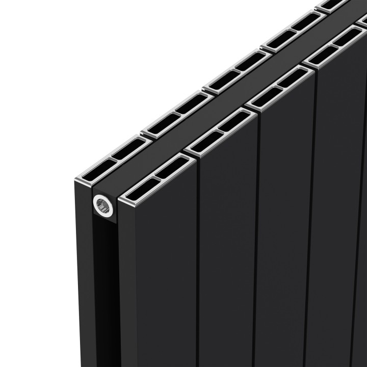 Radyal Tower Double Black Aluminium Radiator Close Up