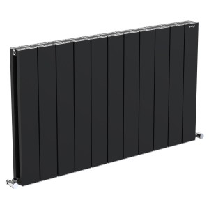 1045mm (w) x 600mm (h) "Tower" Double Panel Black Horizontal Aluminium Radiator (22 Extrusions)