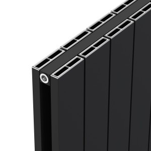 1045mm (w) x 600mm (h) "Tower" Double Panel Black Horizontal Aluminium Radiator (22 Extrusions)