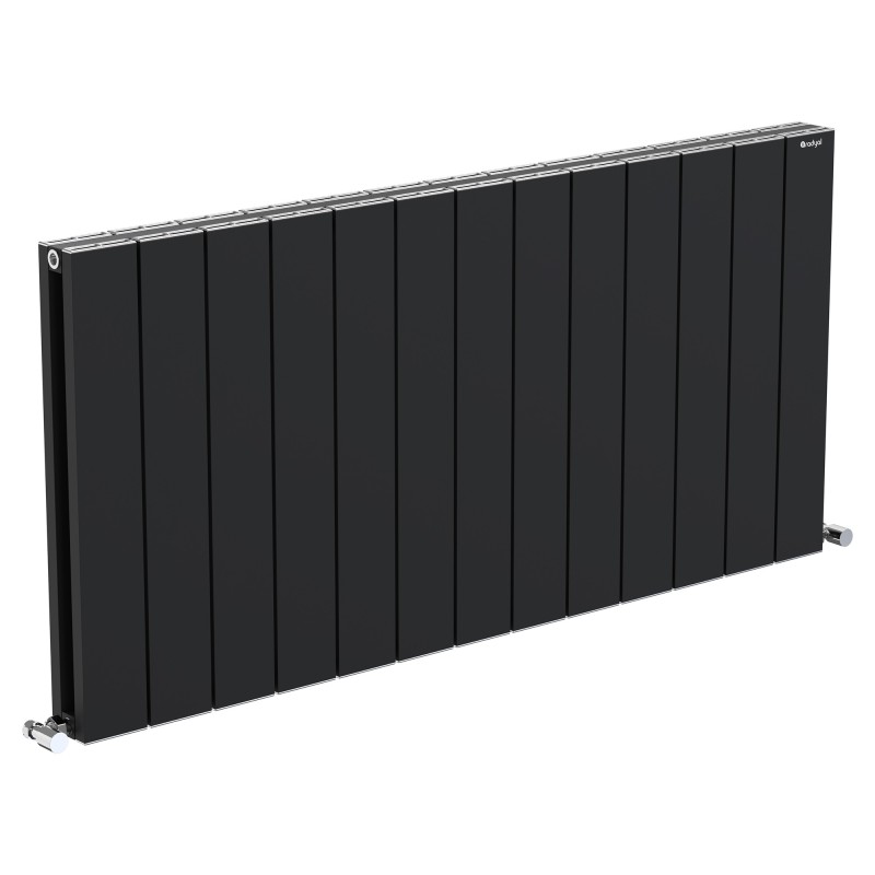 1235mm (w) x 600mm (h) "Tower" Double Panel Black Horizontal Aluminium Radiator (26 Extrusions)
