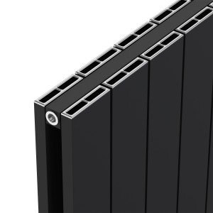 1235mm (w) x 600mm (h) "Tower" Double Panel Black Horizontal Aluminium Radiator (26 Extrusions)