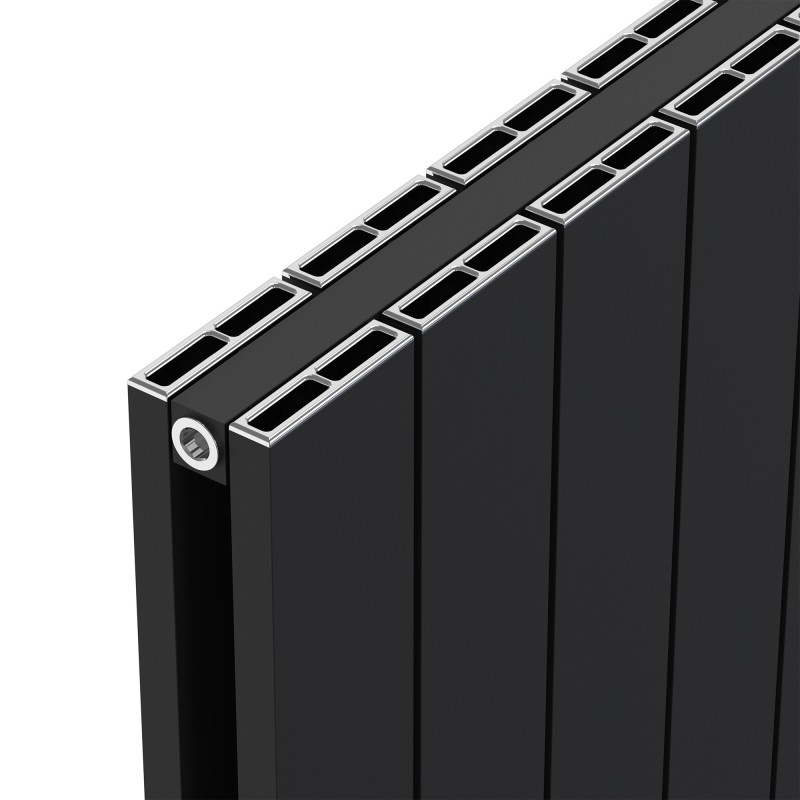 Radyal Tower Double Black Aluminium Radiator Close Up