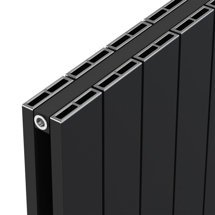 Radyal Tower Double Black Aluminium Radiator Close Up